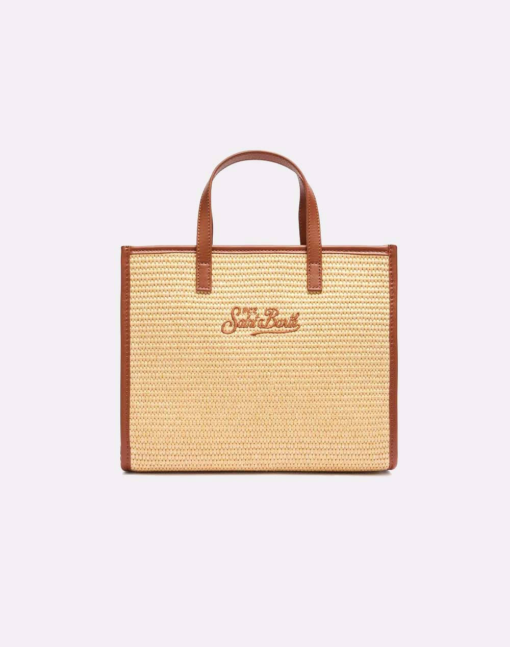 MC2 VIVIAN STRAW-STRAW SHOULDER BAG WITH PIPING-1118 EMB (Dimensiuni: 38 x 30 x 14cm.)