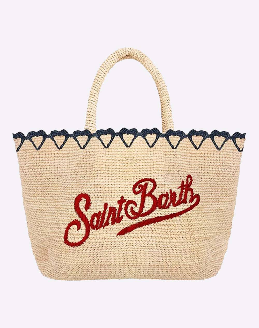 MC2 RAFFIA BEACH MID-BEACH BAG IN RAFFIA-HEART BORDER 1041 EMB (Dimensiuni: 36 x 23cm.)