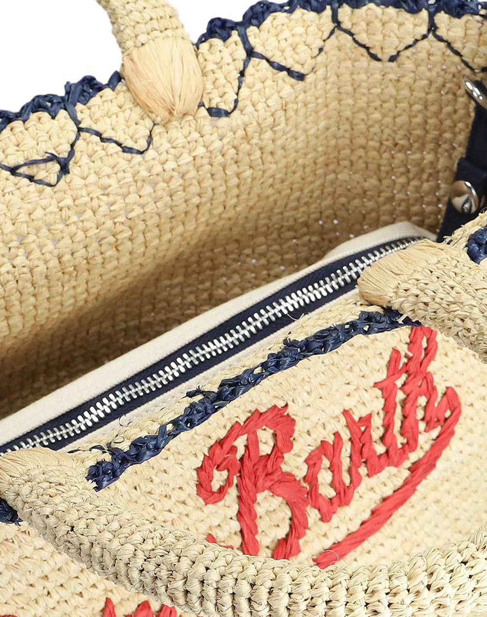 MC2 RAFFIA BEACH MID-BEACH BAG IN RAFFIA-HEART BORDER 1041 EMB (Dimensiuni: 36 x 23cm.)