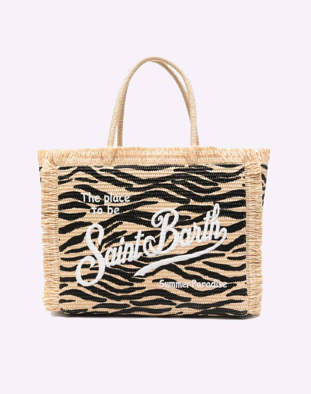 MC2 VANITY STRAW N-STRAW BAG WITH HANDLE-ZEBRA 0010 EMB (Dimensiuni: 33 x 27cm.)