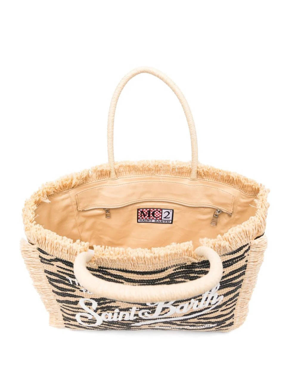 MC2 VANITY STRAW N-STRAW BAG WITH HANDLE-ZEBRA 0010 EMB (Dimensiuni: 33 x 27cm.)