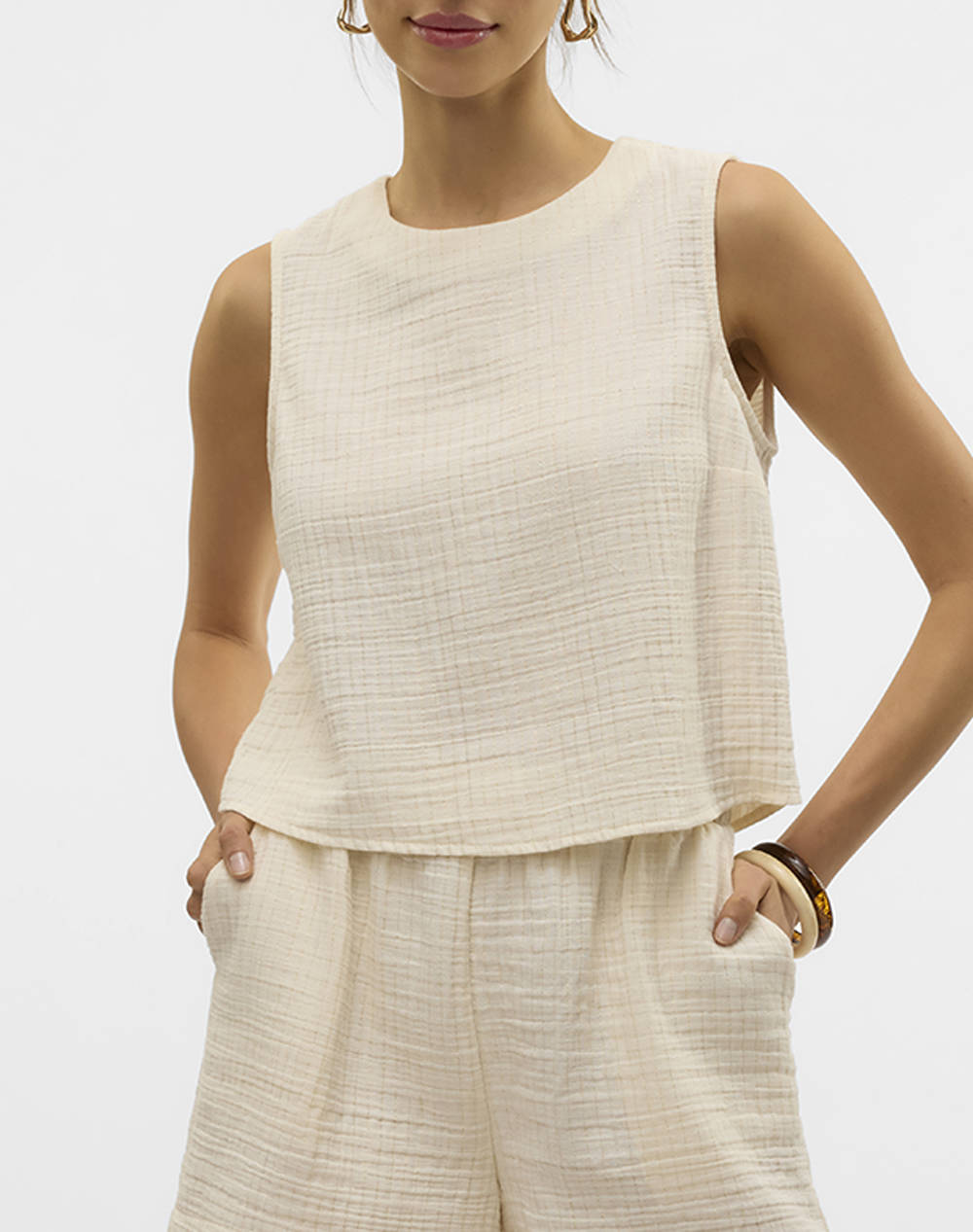AWARE BY VERO MODA VMROSALIA SL O-NECK CROP TOP VMA
