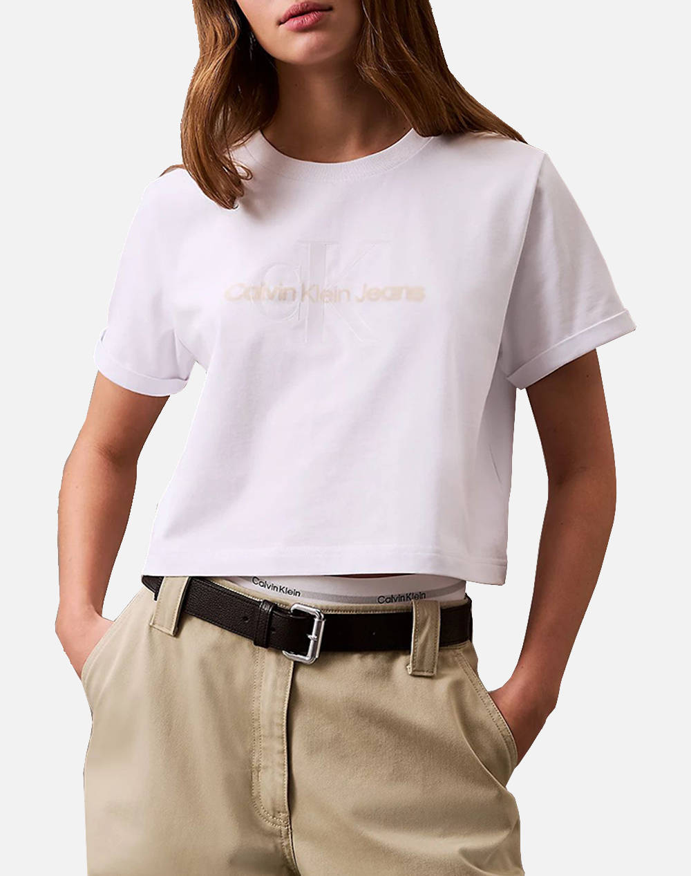 CALVIN KLEIN SS LIQUID CK CROPPED TEE
