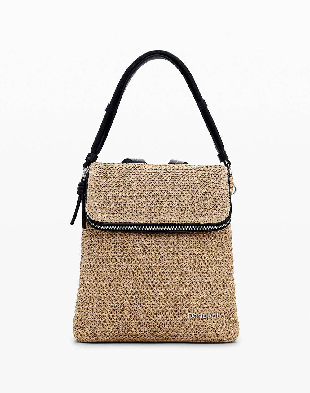 DESIGUAL D2 BACK_HALF LOGO RAFFIA H GEANTA DE DAMA (Dimensiuni: 27 x 29 x 11.5cm.)