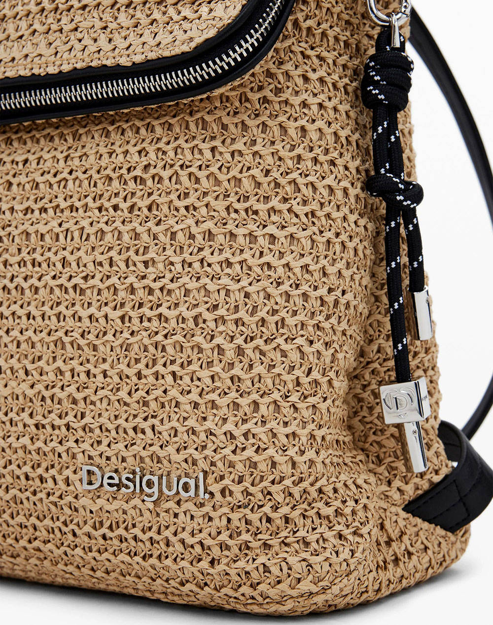 DESIGUAL D2 BACK_HALF LOGO RAFFIA H GEANTA DE DAMA (Dimensiuni: 27 x 29 x 11.5cm.)