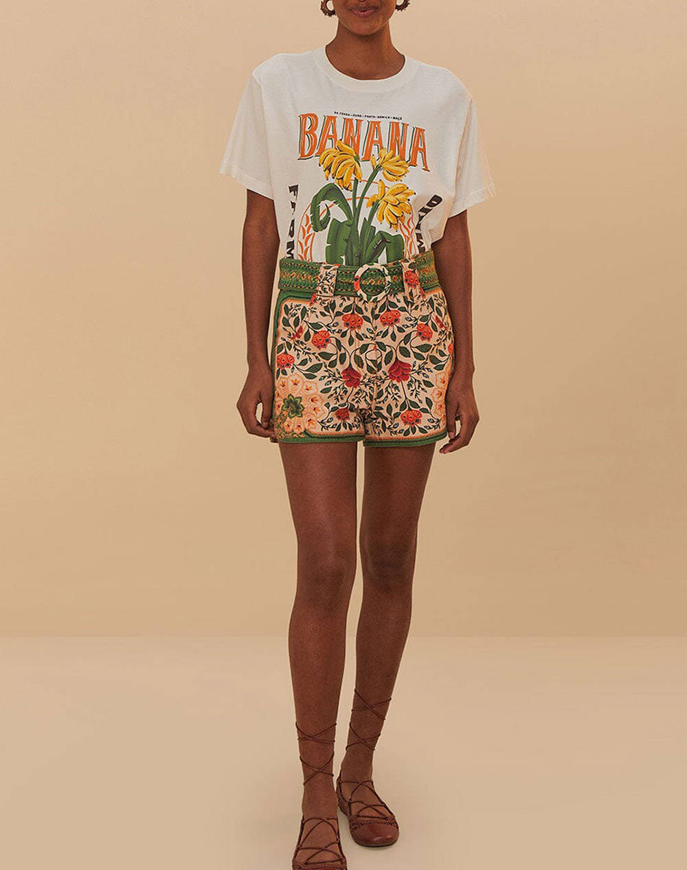 FARM RIO BANANA COCINA OFF-WHITE RELAXED T-SHIRT