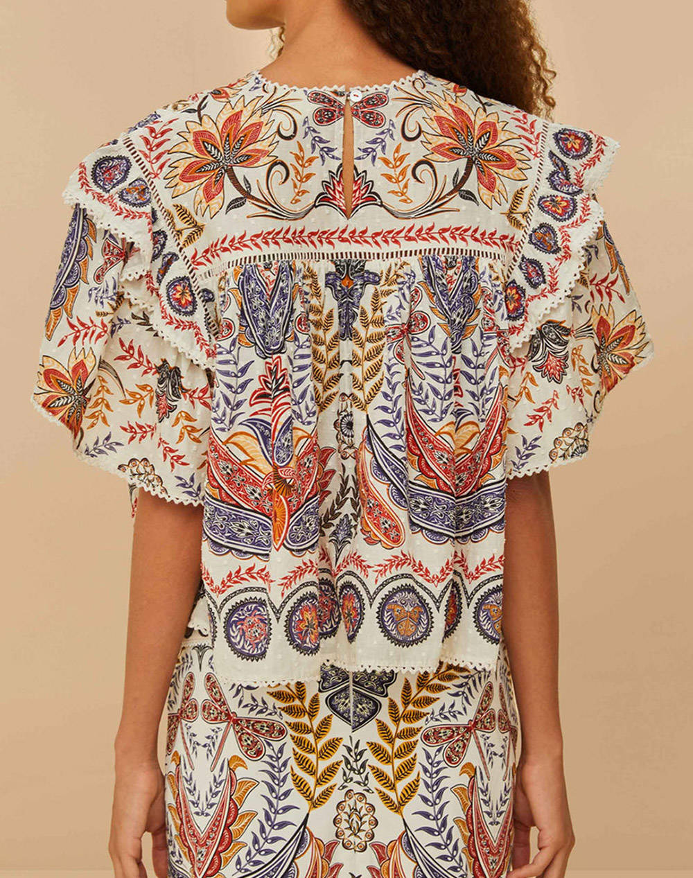 FARM RIO BOHO GLAM OFF-WHITE BLOUSE