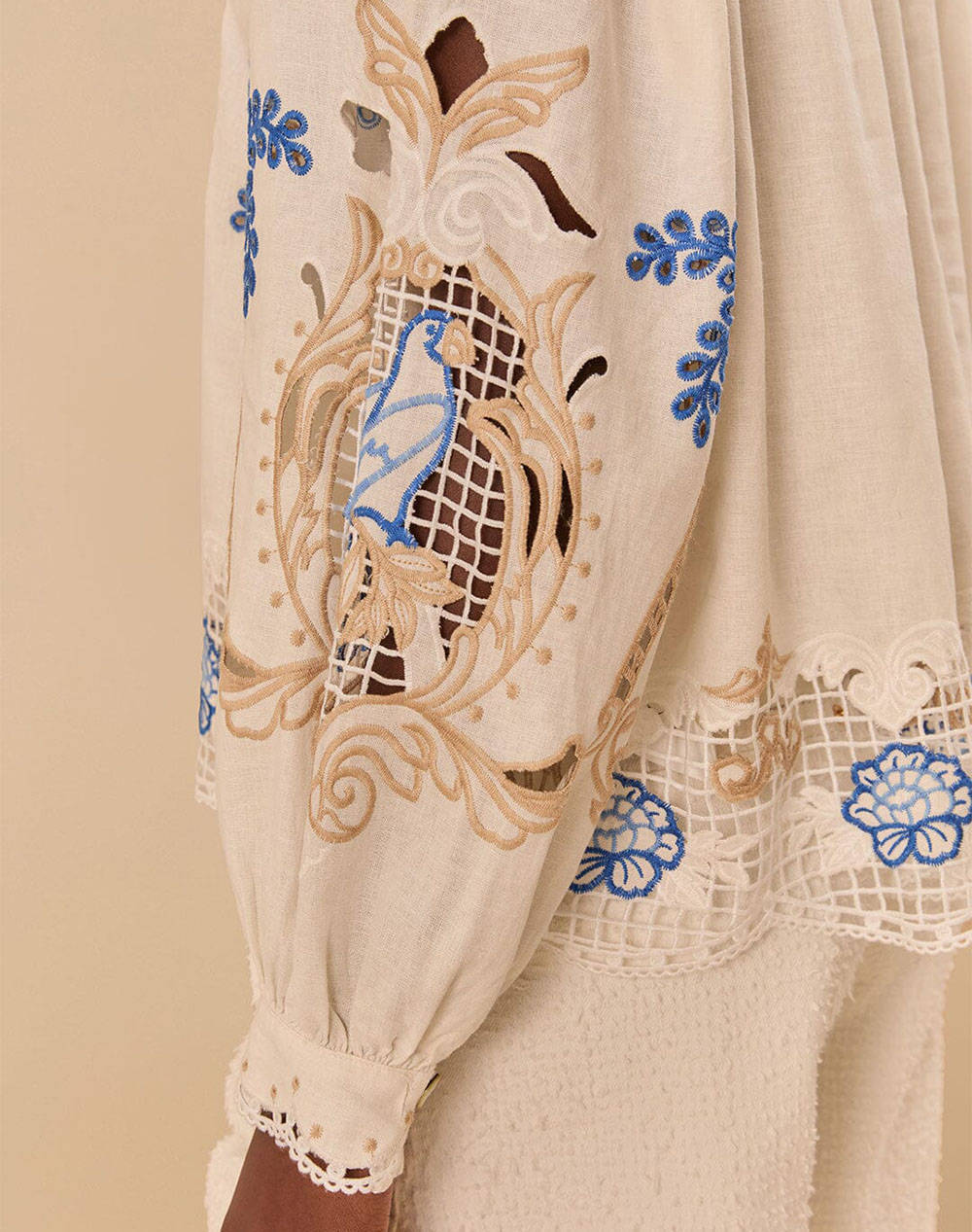 FARM RIO ROMANTIC RICHILIEU OFF-WHITE BLOUSE