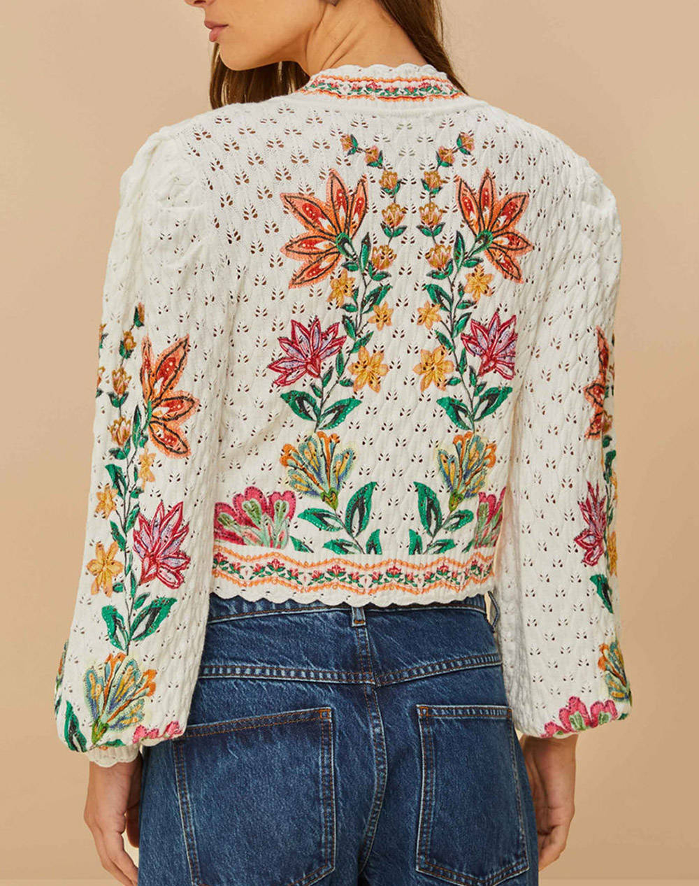FARM RIO GARDEN DELIGHT ROSEWOOD CARDIGAN