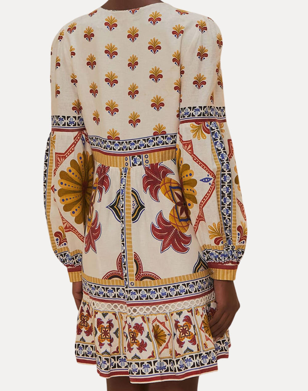 FARM RIO MARYS TILES OFF-WHITE MINI DRESS