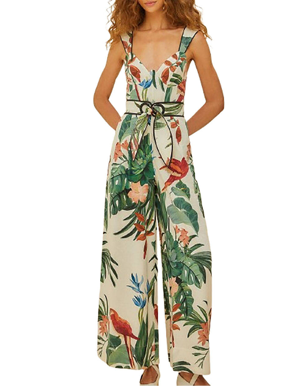 FARM RIO MIDNIGHT MACAW FIESTA MIX JUMPSUIT