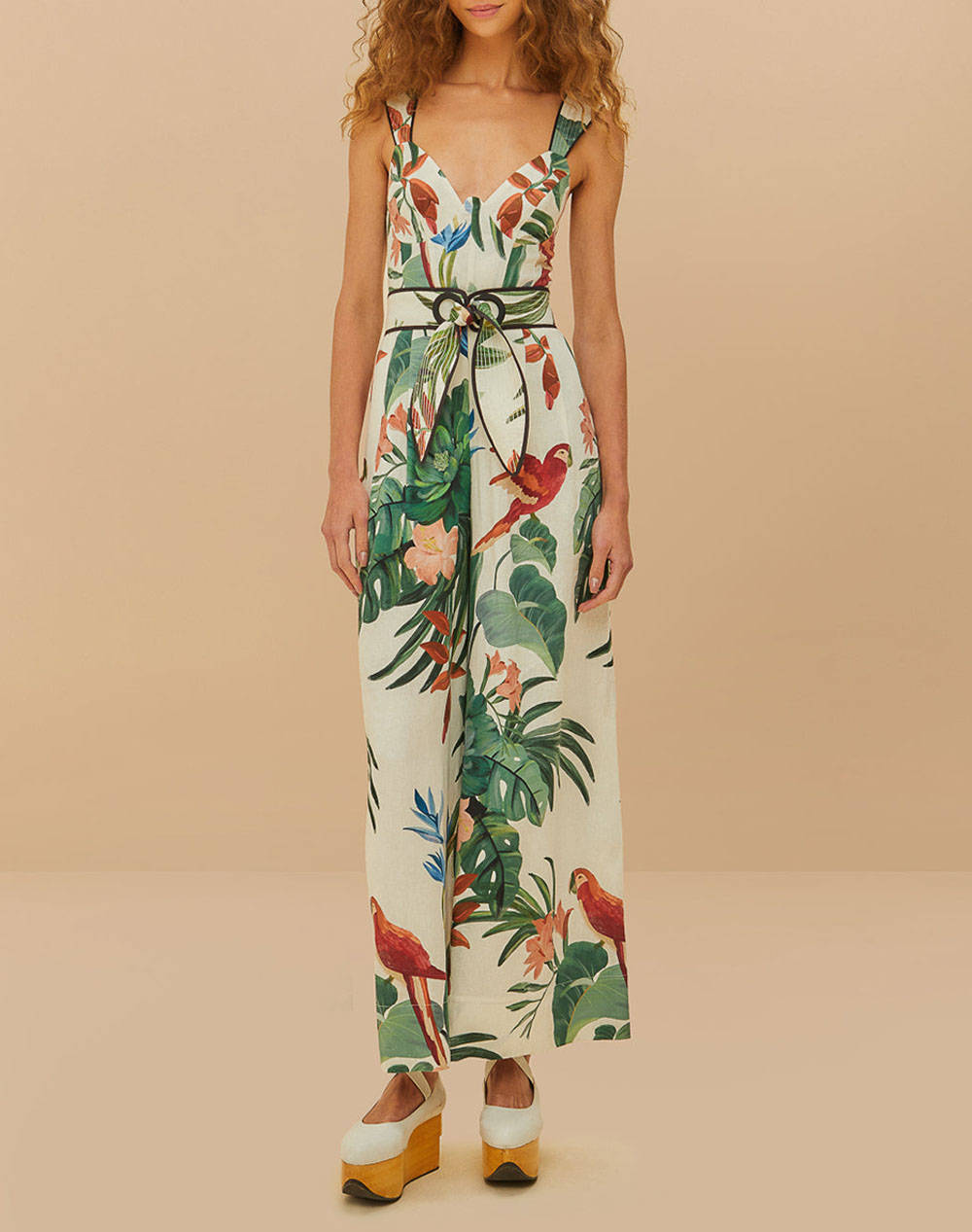 FARM RIO MIDNIGHT MACAW FIESTA MIX JUMPSUIT