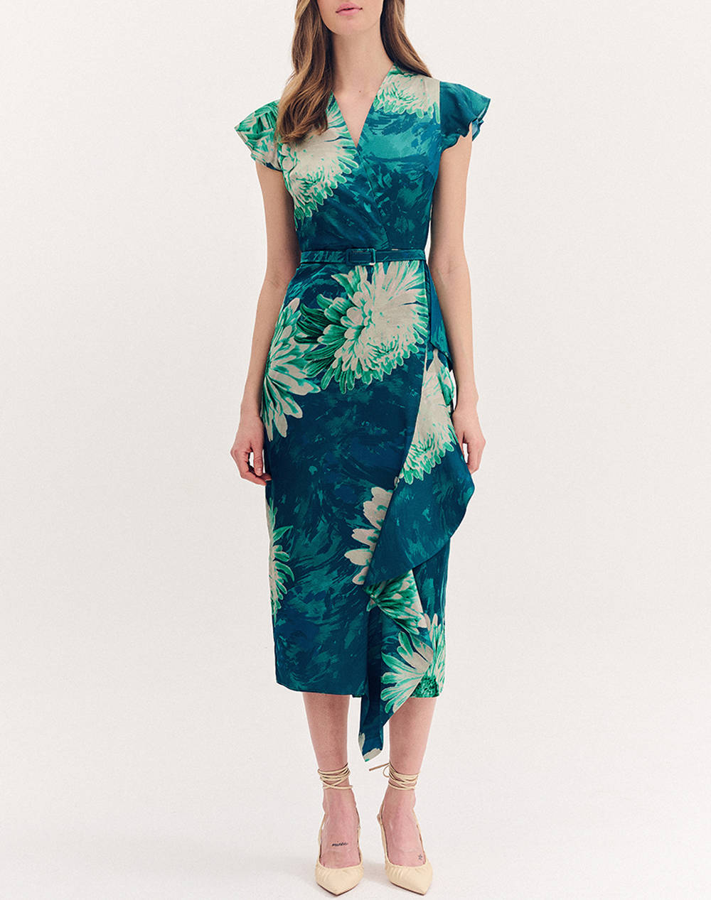 FOREL Rochie midi floral satin