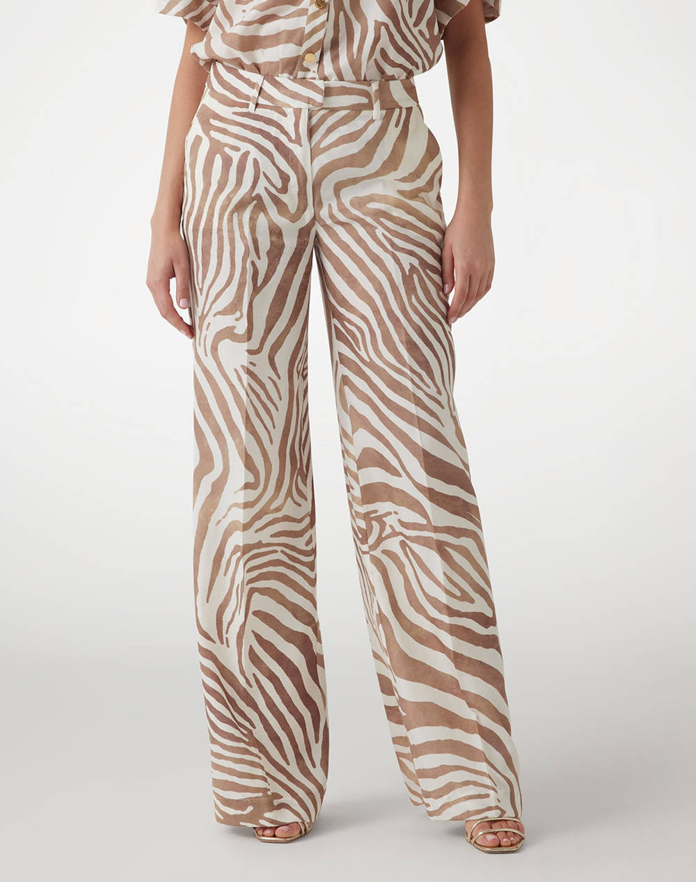 GUESS MARCIANO GISELLE STRAIGHT PAN - ECO TENCEL LINEN PRINTED PANTALONI DE DAMA