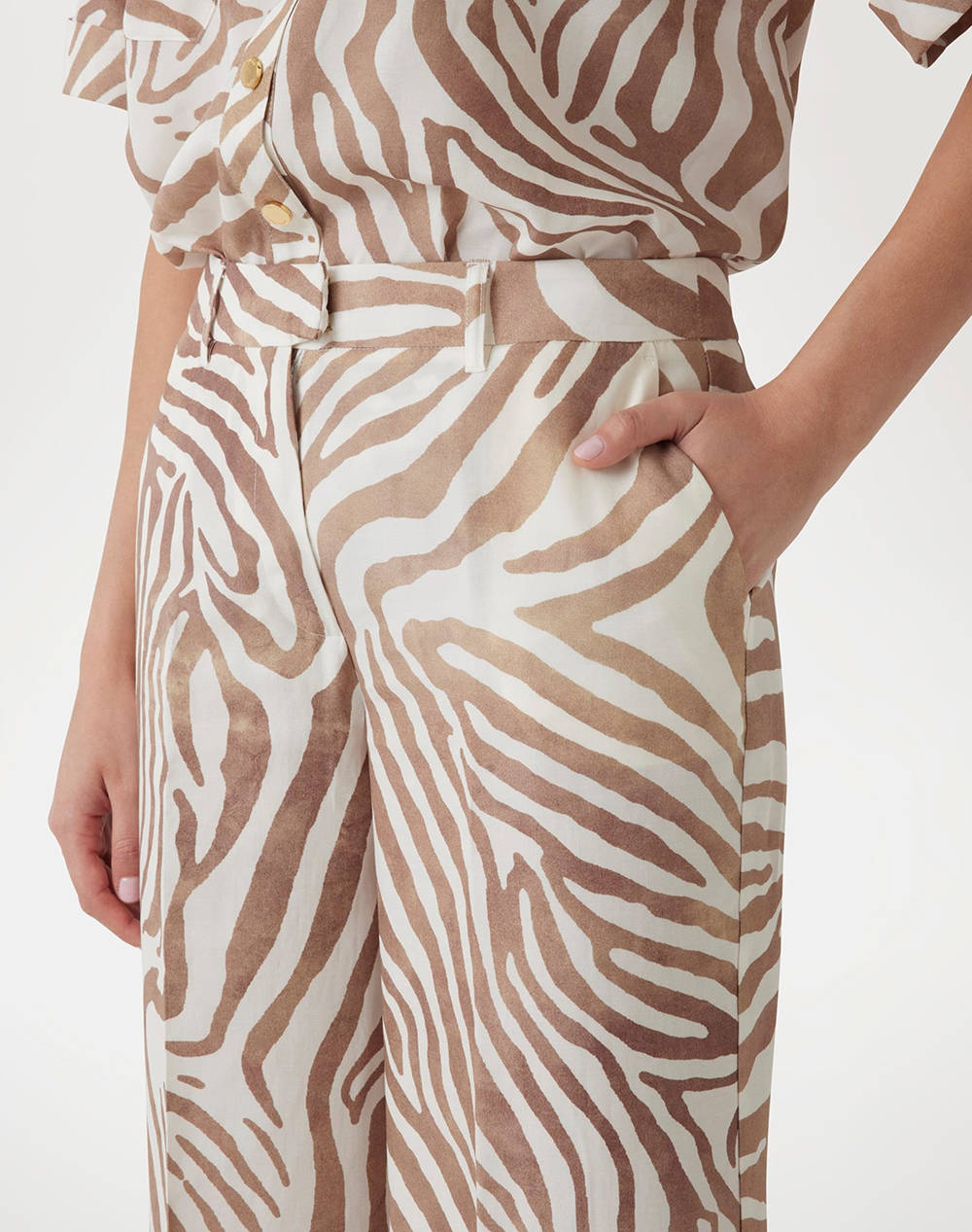 GUESS MARCIANO GISELLE STRAIGHT PAN - ECO TENCEL LINEN PRINTED PANTALONI DE DAMA