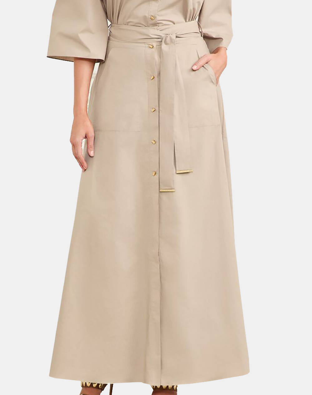 GUESS MARCIANO PAT LONG SKIRT - LIGHT STR COTTON POPELIN 110 FUSTA DE DAMA