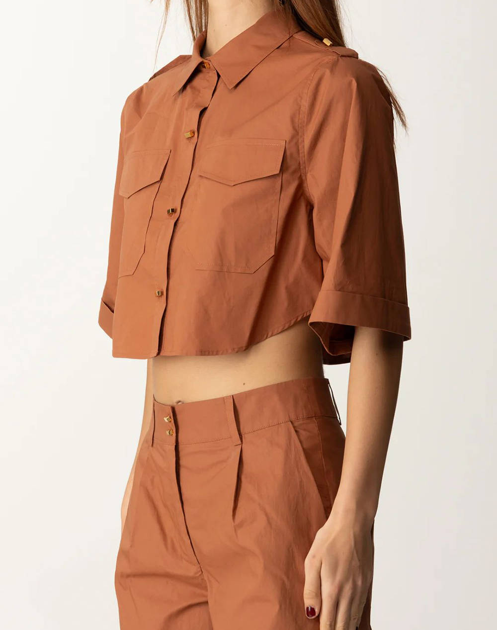 GUESS MARCIANO PAT CROPPED SHIRT - LIGHT STR COTTON POPELIN 110 CAMASA DE DAMA