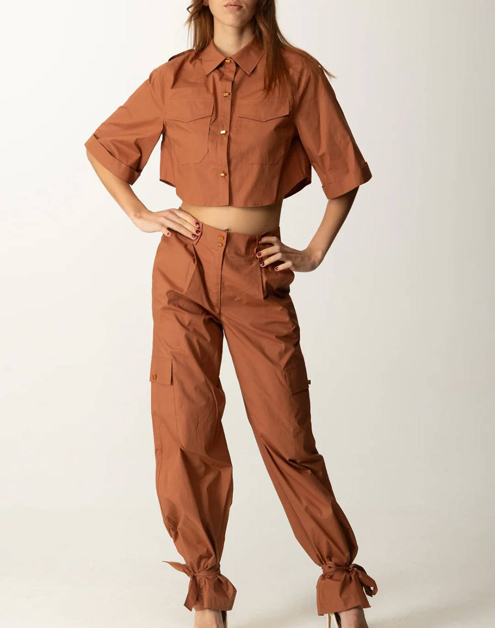 GUESS MARCIANO PAT CROPPED SHIRT - LIGHT STR COTTON POPELIN 110 CAMASA DE DAMA