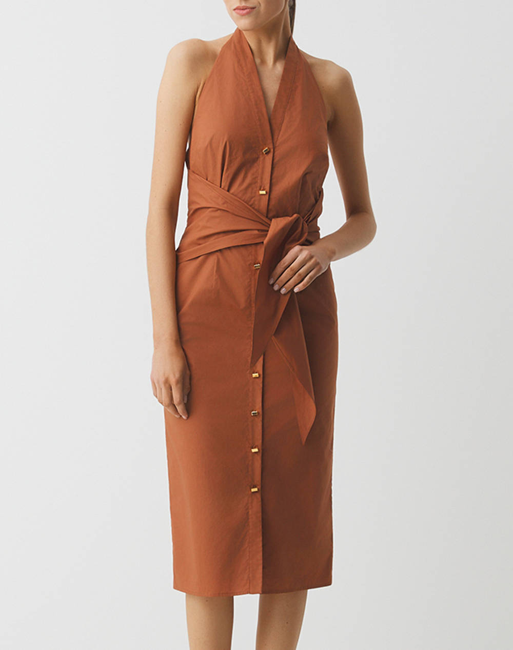GUESS MARCIANO PAT SL DRESS - LIGHT STR COTTON POPELIN 110 ROCHIE DE DAMA