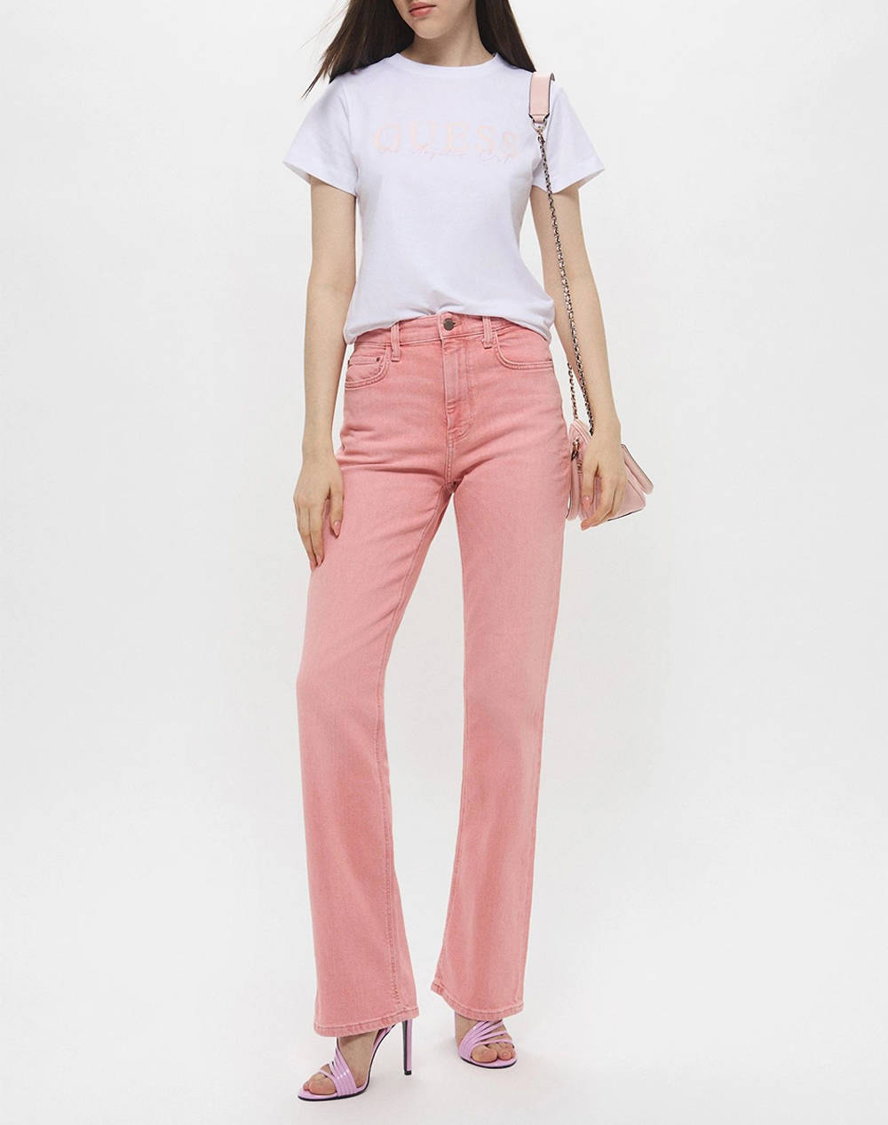 GUESS KAMELIE CN T-SHIRT - MID ORGANIC STRETCH JERSEY 180 BLUZA W