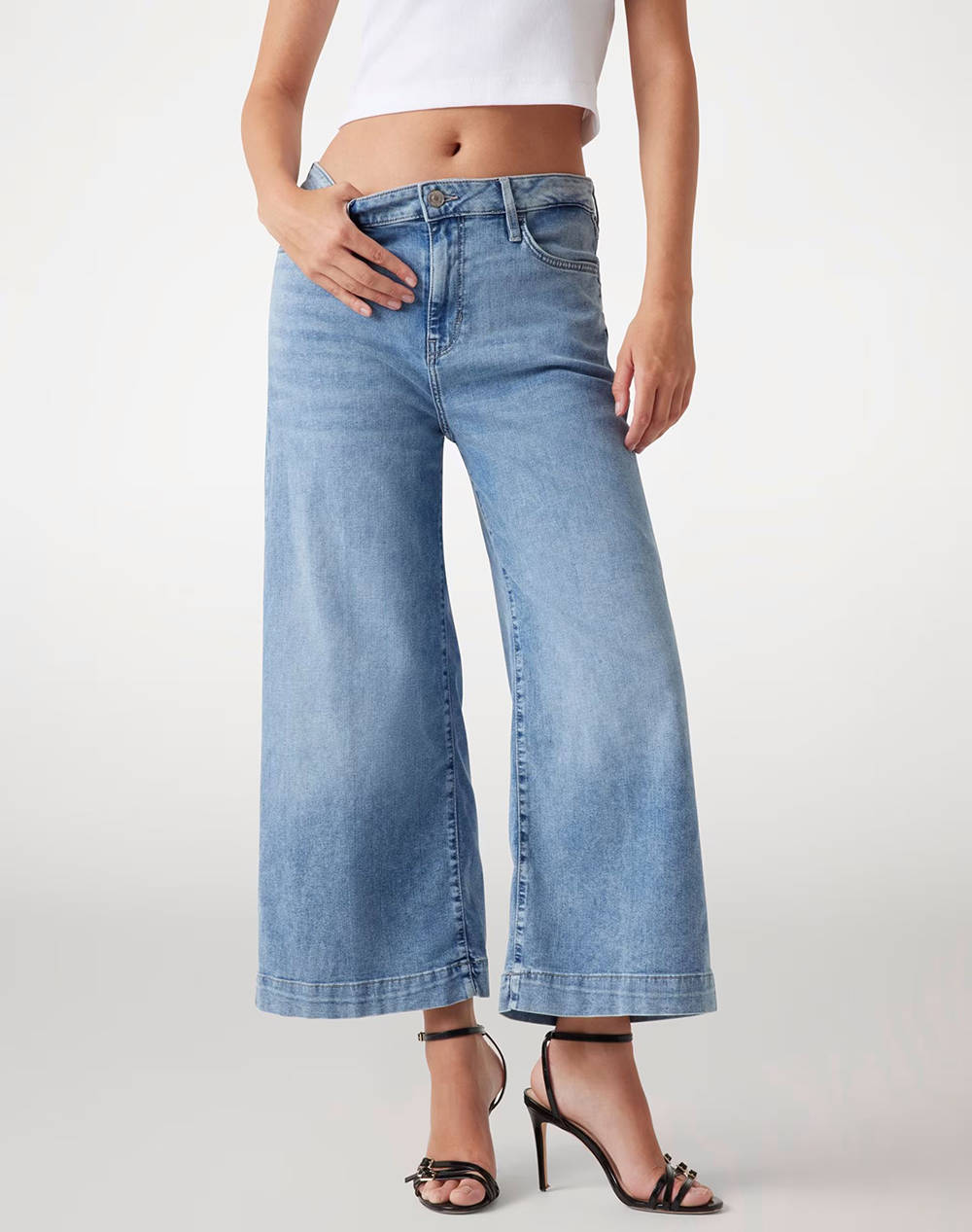 GUESS BELLFLOWER CROP WIDE LEG PANTALONI DE DAMA