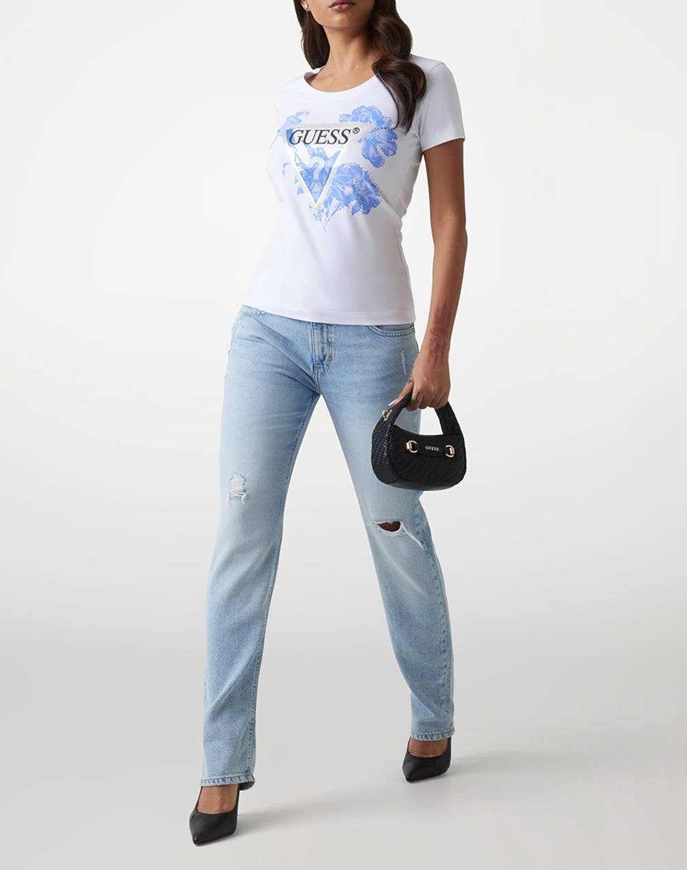 GUESS SS CN FLOWER TRIANGLE TEE BLUZA DE DAMA