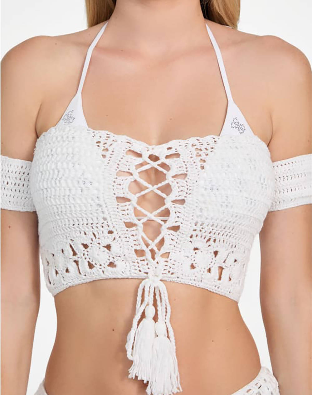 GUESS CROCHET TOP - ACRYLIC CROCHET YARN BLUZA W