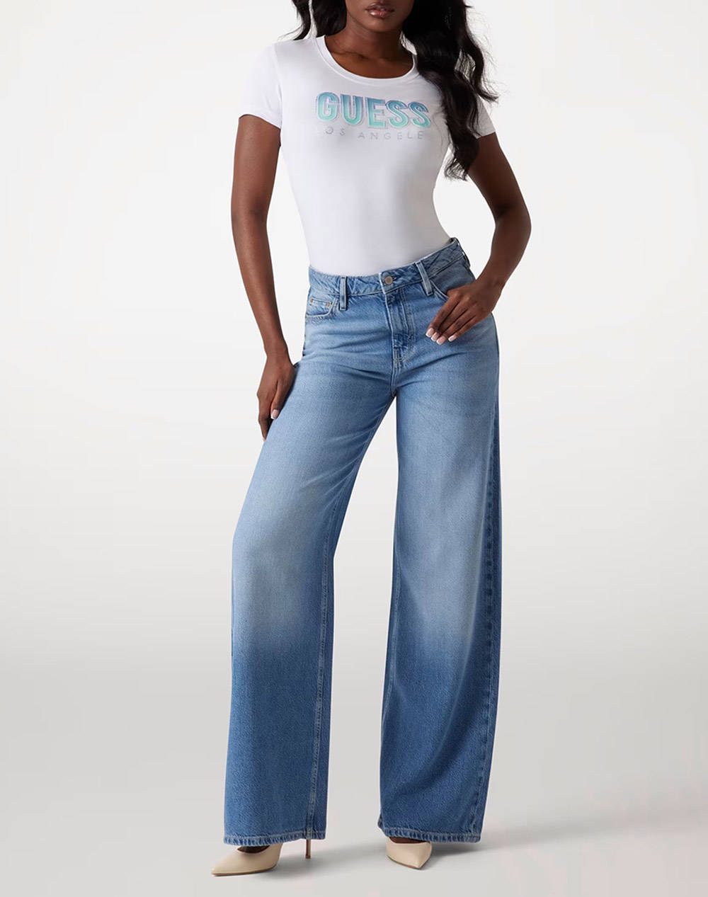 GUESS CN SS GLITTER DEGRADE LOGO TEE BLUZA DE DAMA