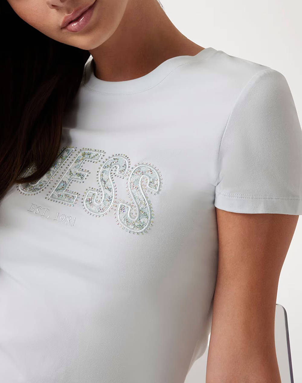 GUESS CN SS LOGO LACE TEE BLUZA DE DAMA