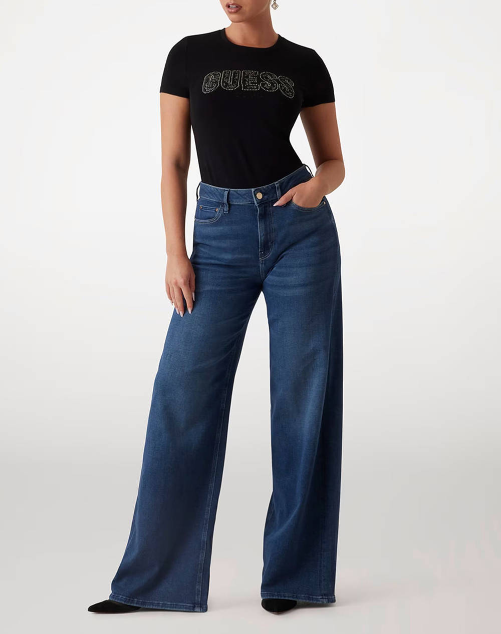 GUESS CN SS LOGO LACE TEE BLUZA DE DAMA