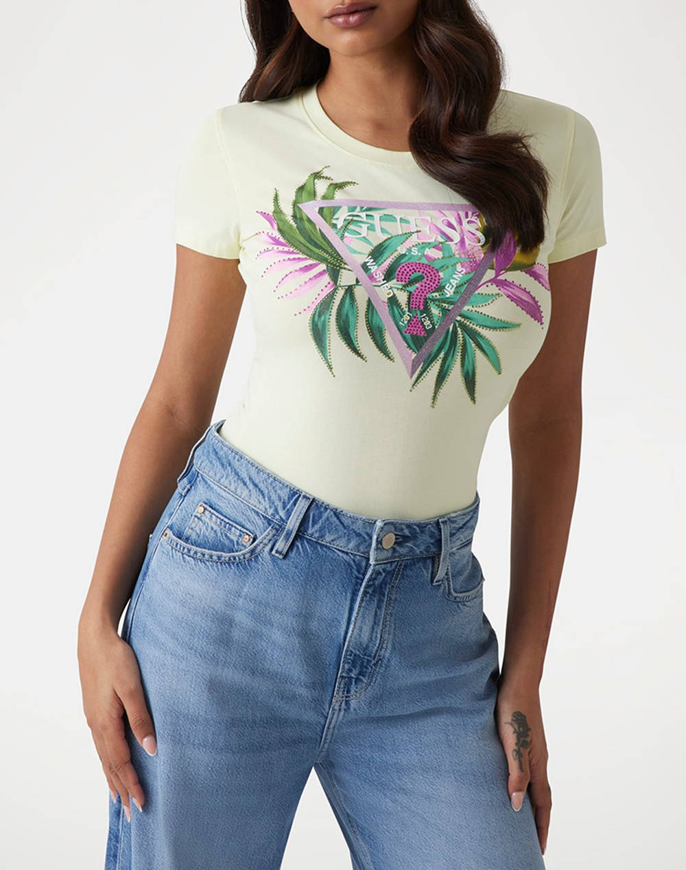 GUESS CN SS LEAF TRIANGLE TEE BLUZA DE DAMA