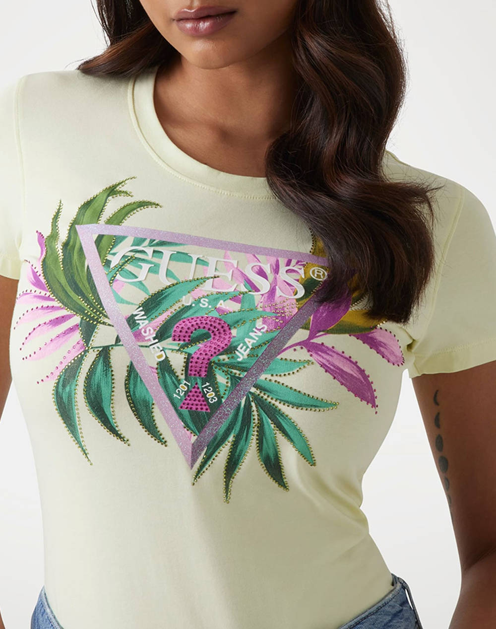 GUESS CN SS LEAF TRIANGLE TEE BLUZA DE DAMA