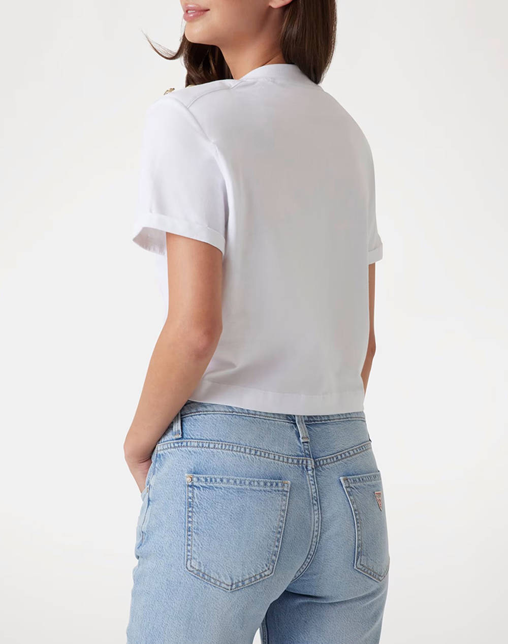 GUESS CN SS CROPPED WASHED LOGO TEE BLUZA DE DAMA