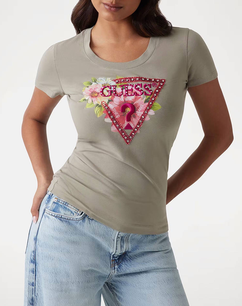 GUESS SS CN TRIANGLE BEADS TEE BLUZA DE DAMA
