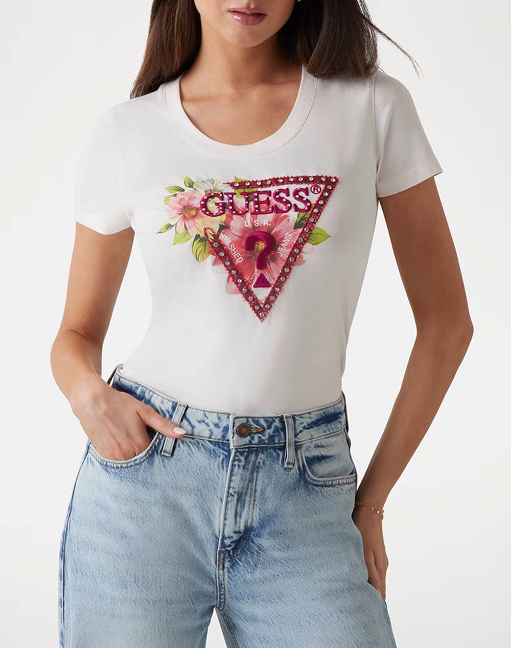 GUESS SS CN TRIANGLE BEADS TEE BLUZA DE DAMA