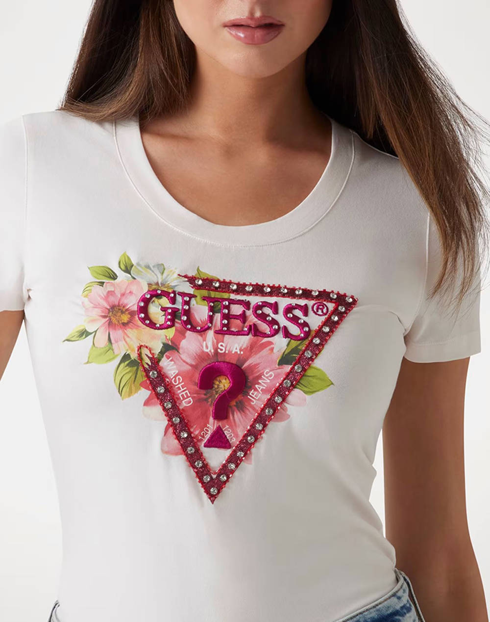 GUESS SS CN TRIANGLE BEADS TEE BLUZA DE DAMA