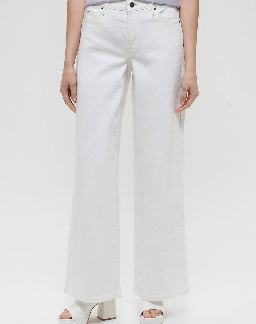 GUESS JEANS GJ G11 WIDE LEG - ECO REGEN CO AGATE STR WHITE PANTALONI DE DAMA