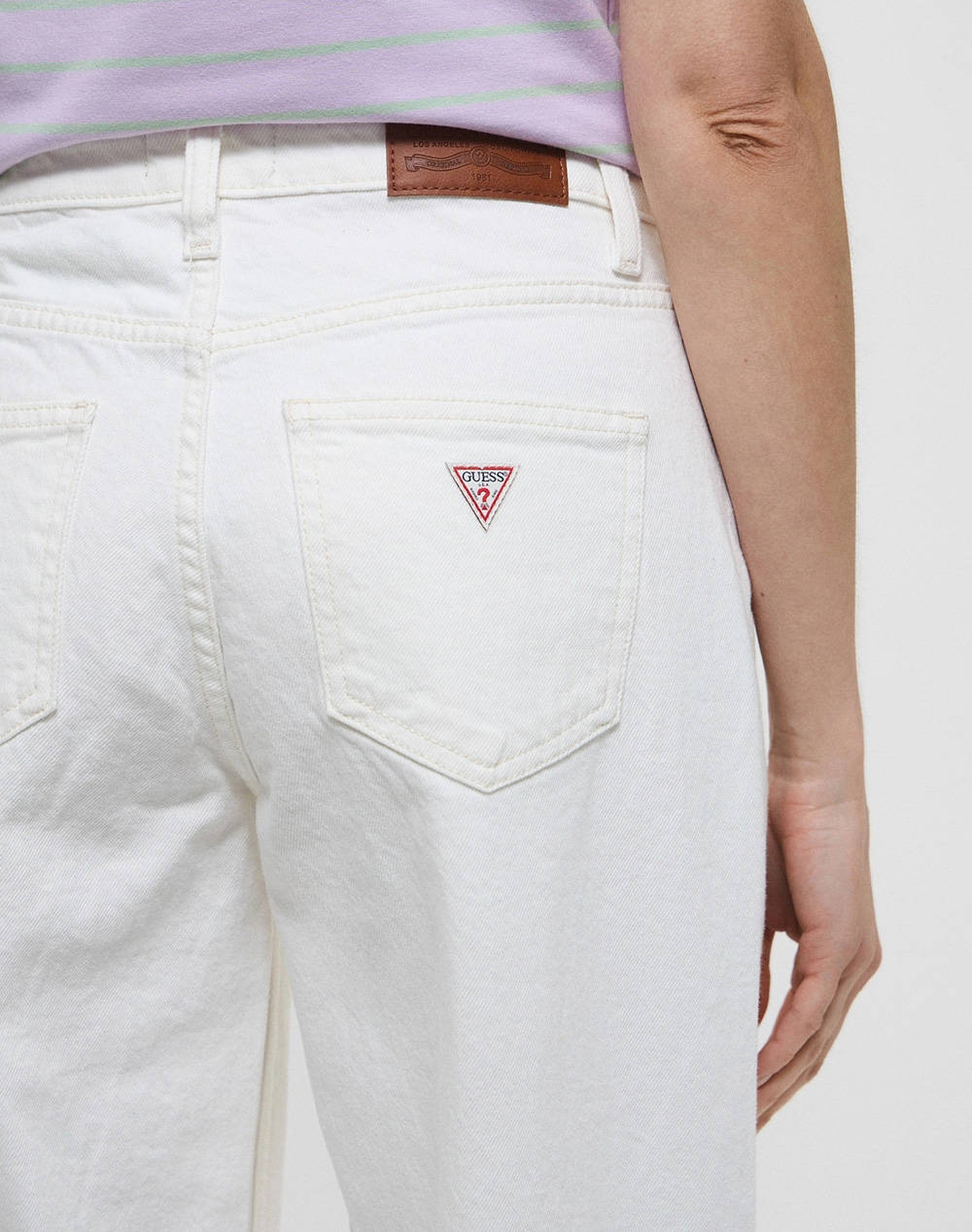 GUESS JEANS GJ G11 WIDE LEG - ECO REGEN CO AGATE STR WHITE PANTALONI DE DAMA