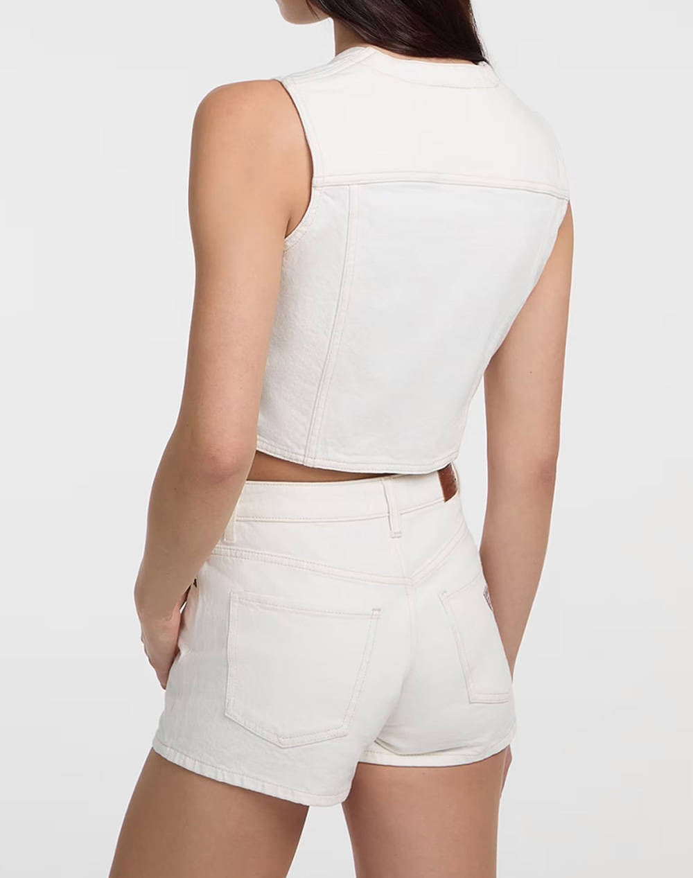 GUESS JEANS GJ DENIM VEST - ECO REGEN CO AGATE STR WHITE GEACA DE DAMA