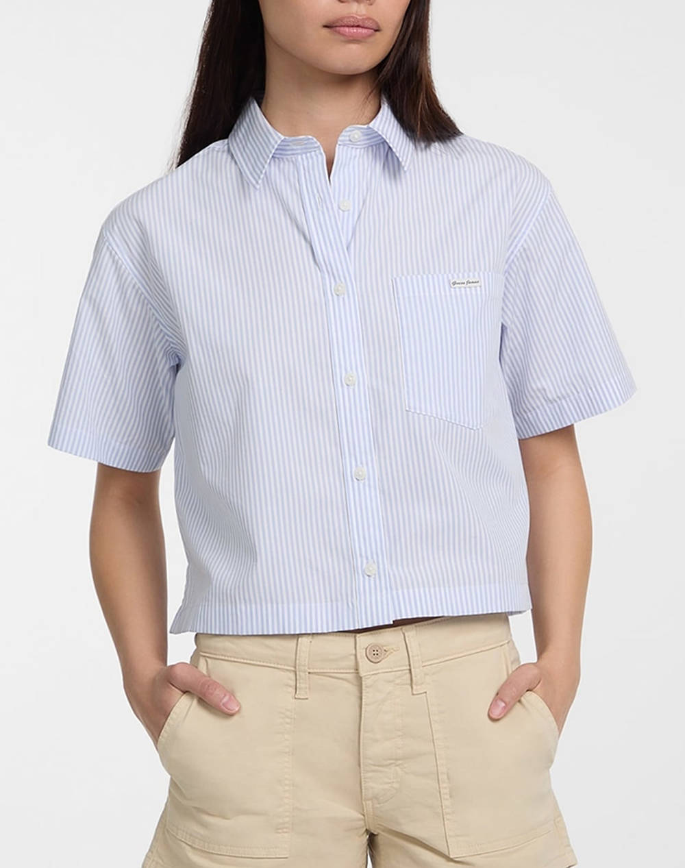 GUESS JEANS GJ SS CAMP COLLAR BO - ORGANIC YD LIGHT COTTON POPLIN CAMASA DE DAMA