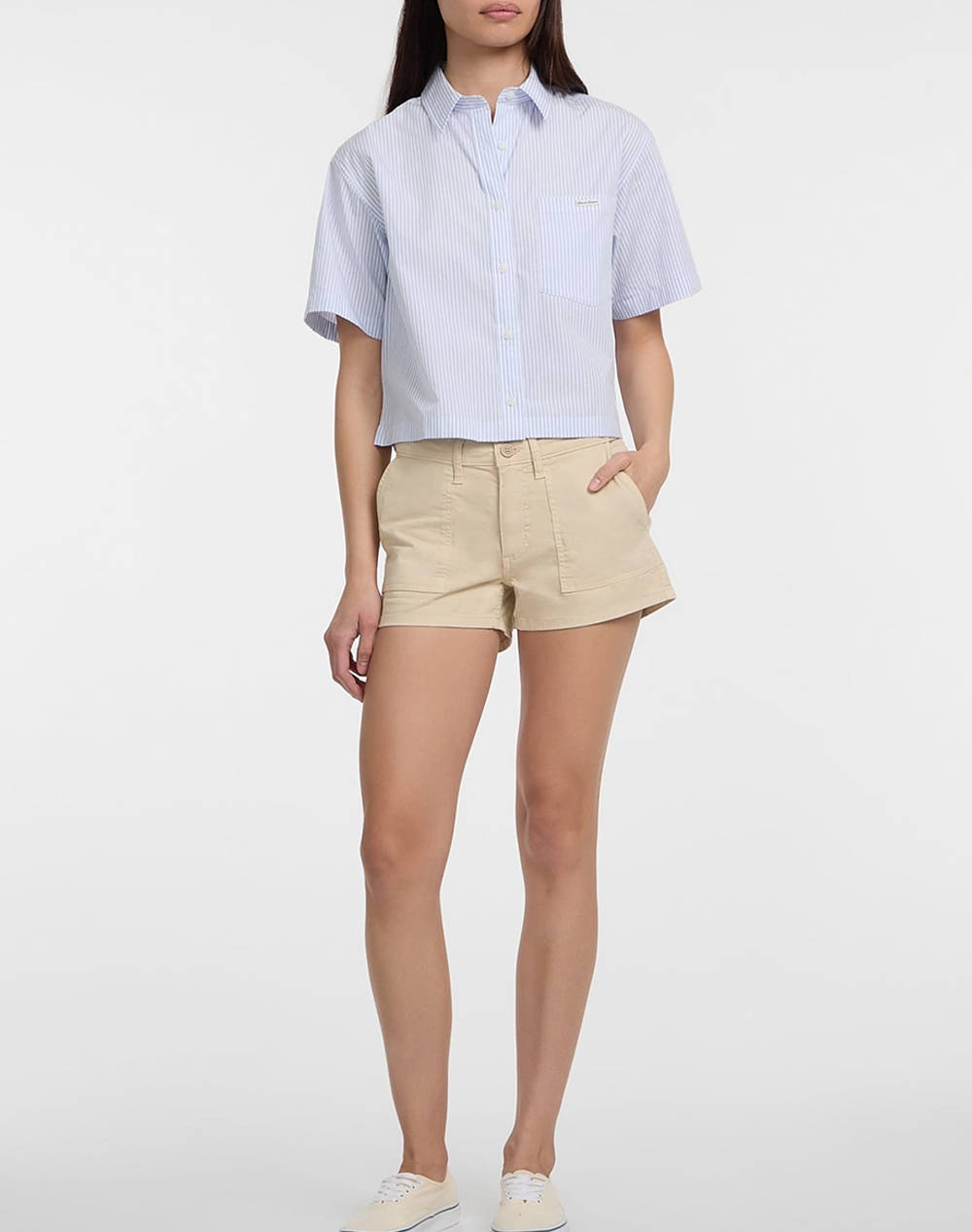 GUESS JEANS GJ SS CAMP COLLAR BO - ORGANIC YD LIGHT COTTON POPLIN CAMASA DE DAMA