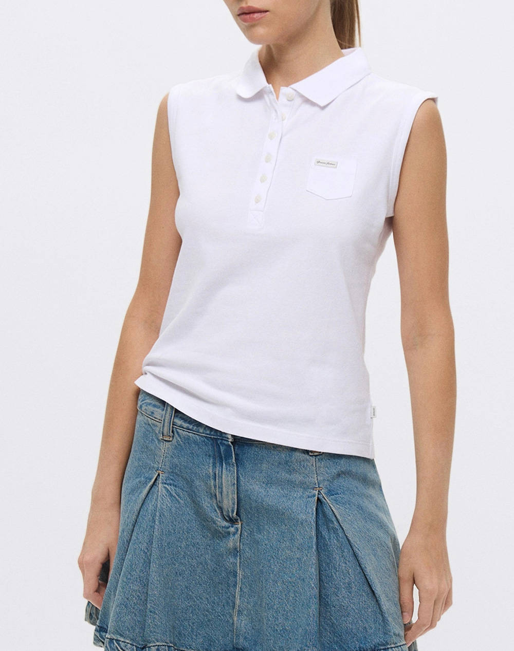 GUESS JEANS GJ SLEEVELESS COLLAR SLIM PKT BLUZA DE DAMA