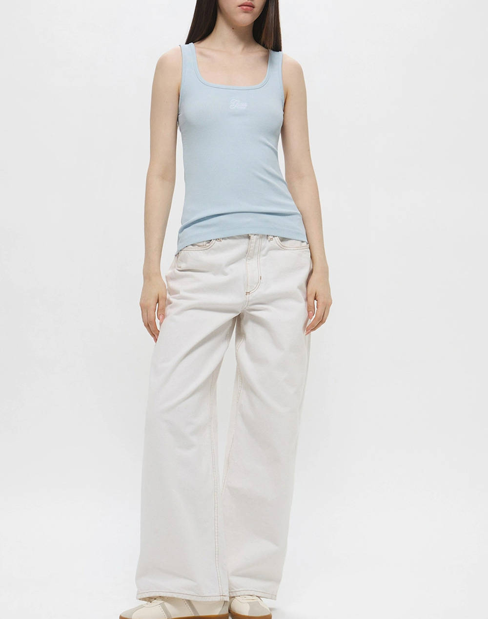 GUESS JEANS GJ TANK TOP SLIM RIB - ORG CO GUNNAR STR RIB 215 BLUZA W