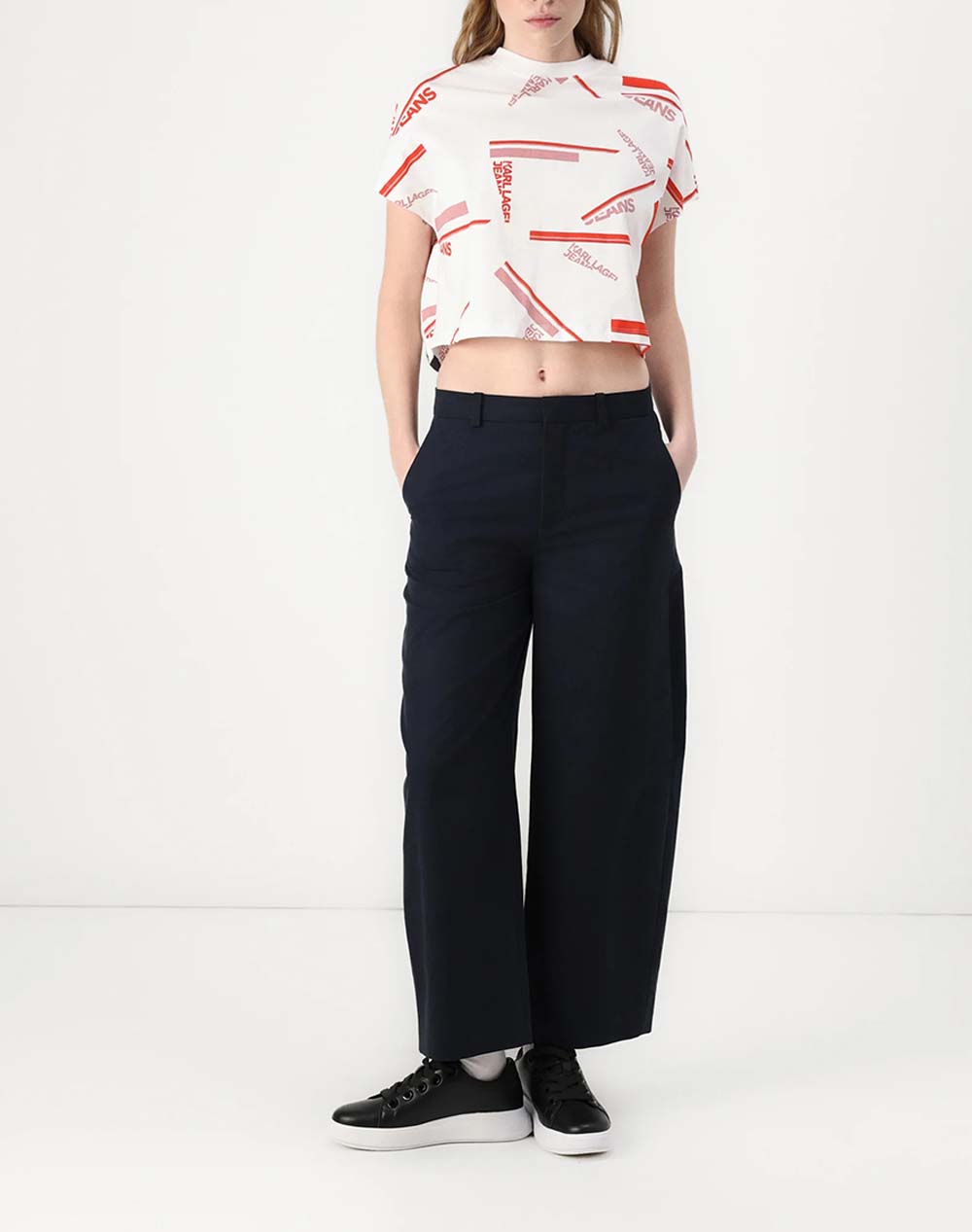 KARL LAGERFELD KLJ BOXY AOP STRIPE TEE