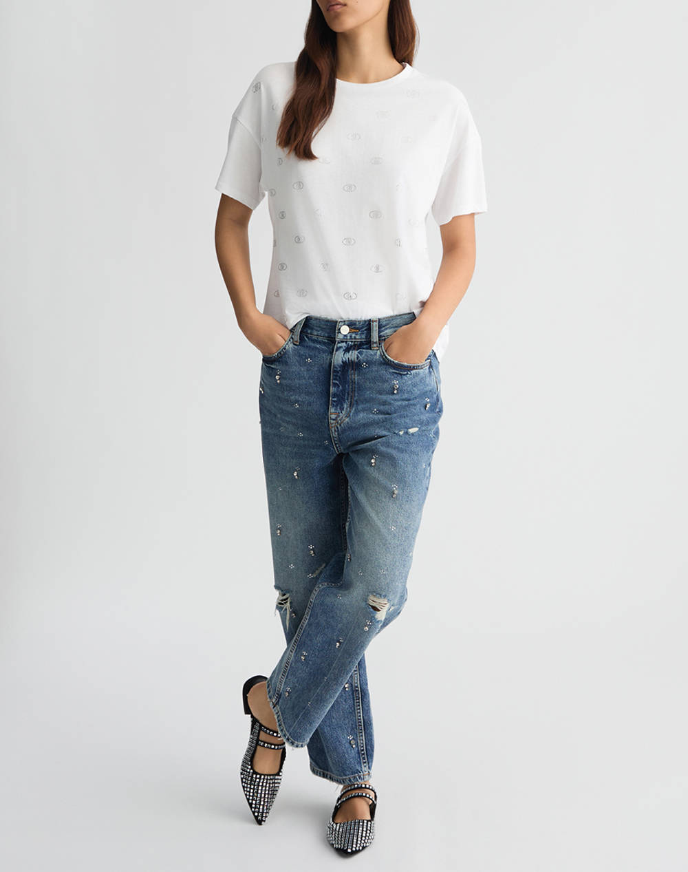 LIU JO WHITE_WA5J21__ECS T-SHIRT MODA M/C BLUZA DE DAMA