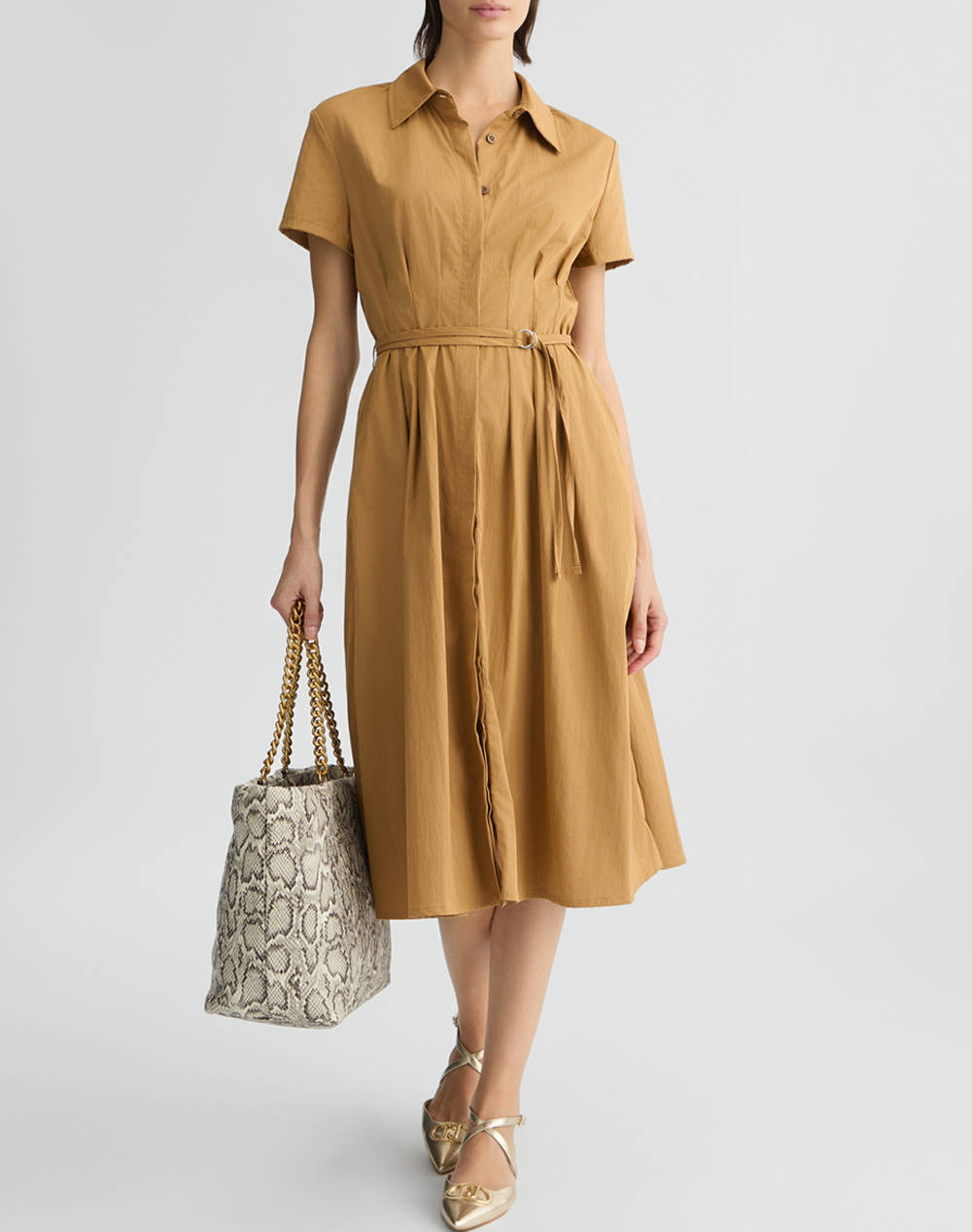LIU JO WHITE_WA5C69__ABITO PIEGHE MIDI M/C ROCHIE DE DAMA