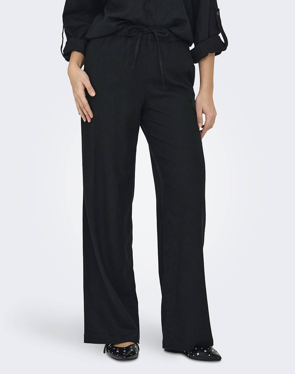 ONLY ONLCARO MW LINEN BL PULL-UP PANT CC PNT
