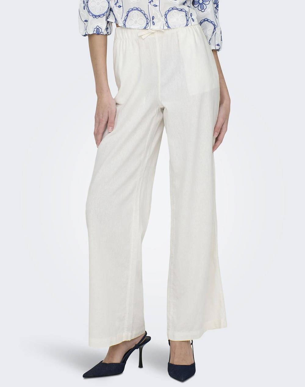 ONLY ONLCARO MW LINEN BL PULL-UP PANT CC PNT