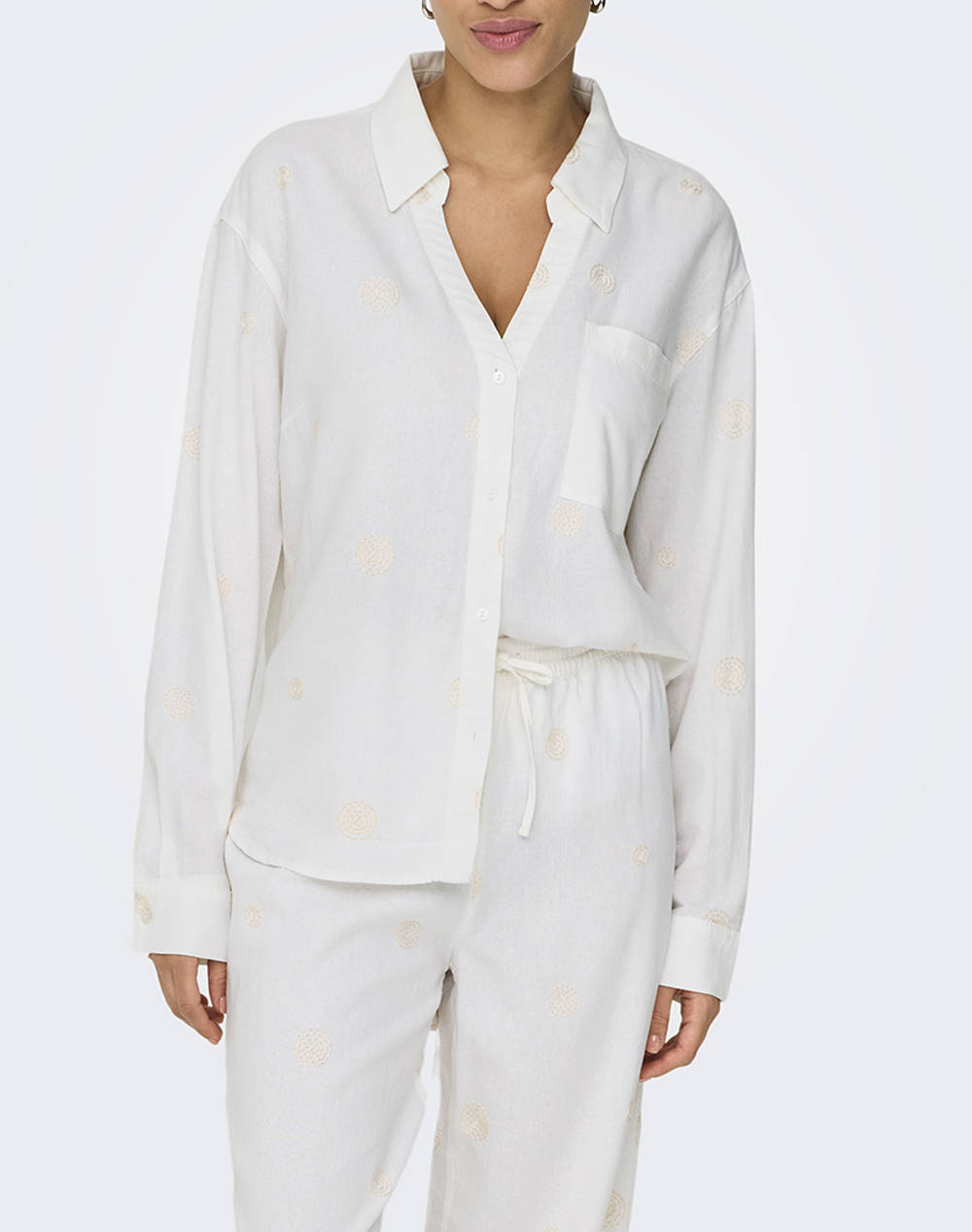 ONLY ONLCARO L/S LINEN BL EMB SHIRT CC PNT