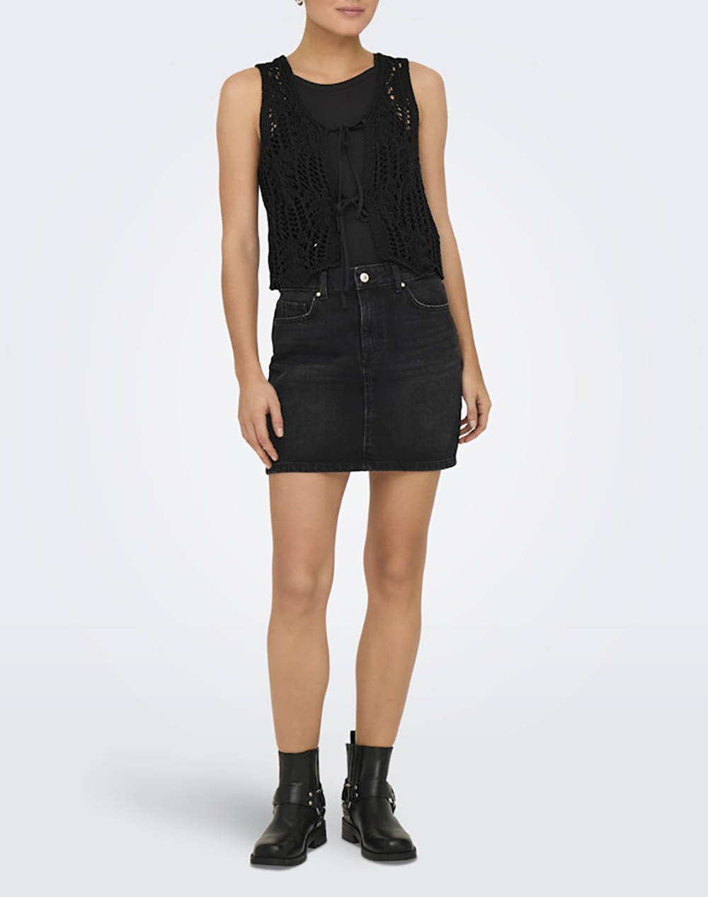 ONLY ONLLIZZY LIFE SL CROCHET TIE VEST KNT
